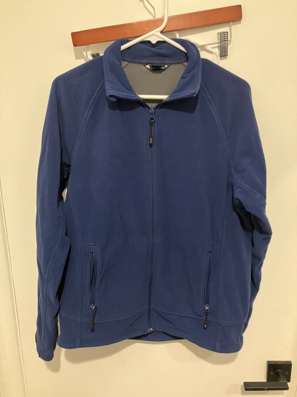 Lands' End Men's Full Zip Fleece Utility Jacket, Blue, Size Medium